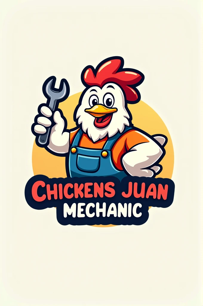 Create me a logo that says chickens Juan mechanic