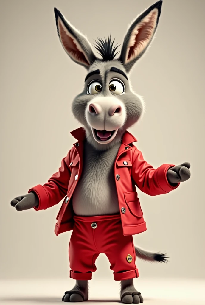 Donkey with red clothes saying PT