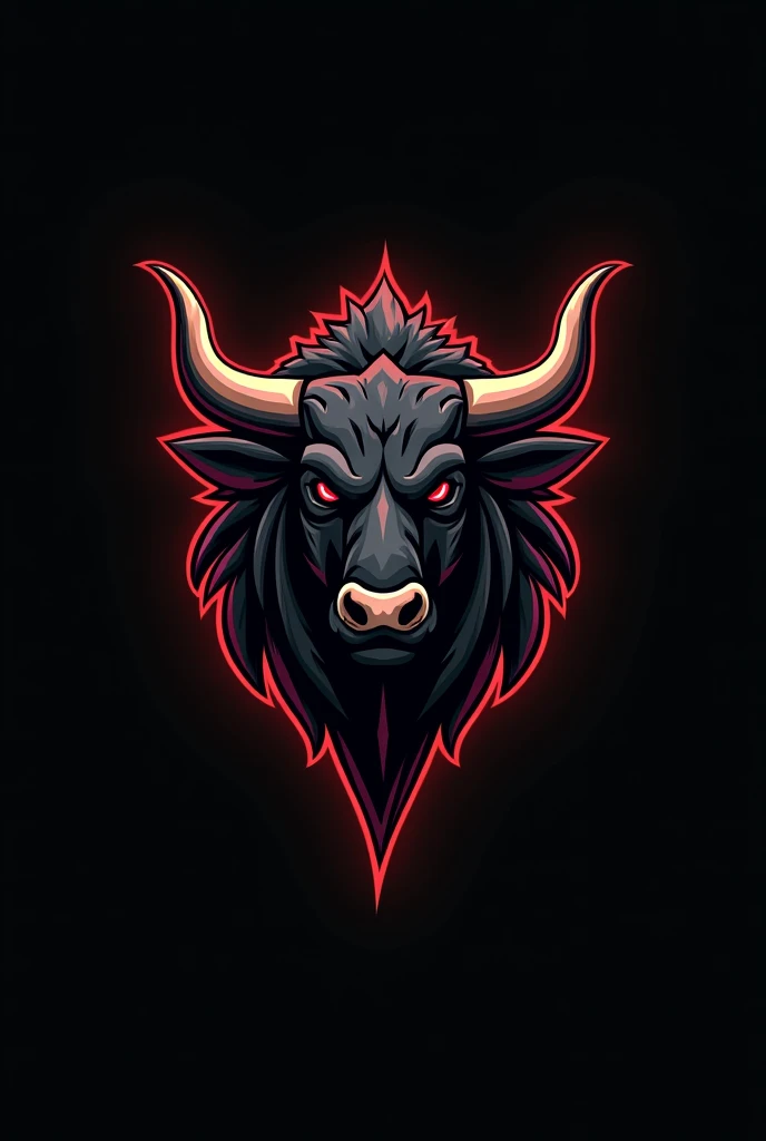 Design a powerful and dynamic logo featuring a strong, muscular bull as the central figure, symbolizing strength, power, and determination. The bull should have well-defined muscles, with a stance that conveys energy and dominance. Use sharp, angular lines to emphasize the bull's muscular build and add a sense of intensity. Incorporate bold, dark tones like black, deep red, or metallic gray to create a fierce and commanding presence. The logo should be visually impactful and brand-appropriate, with no text or letters included