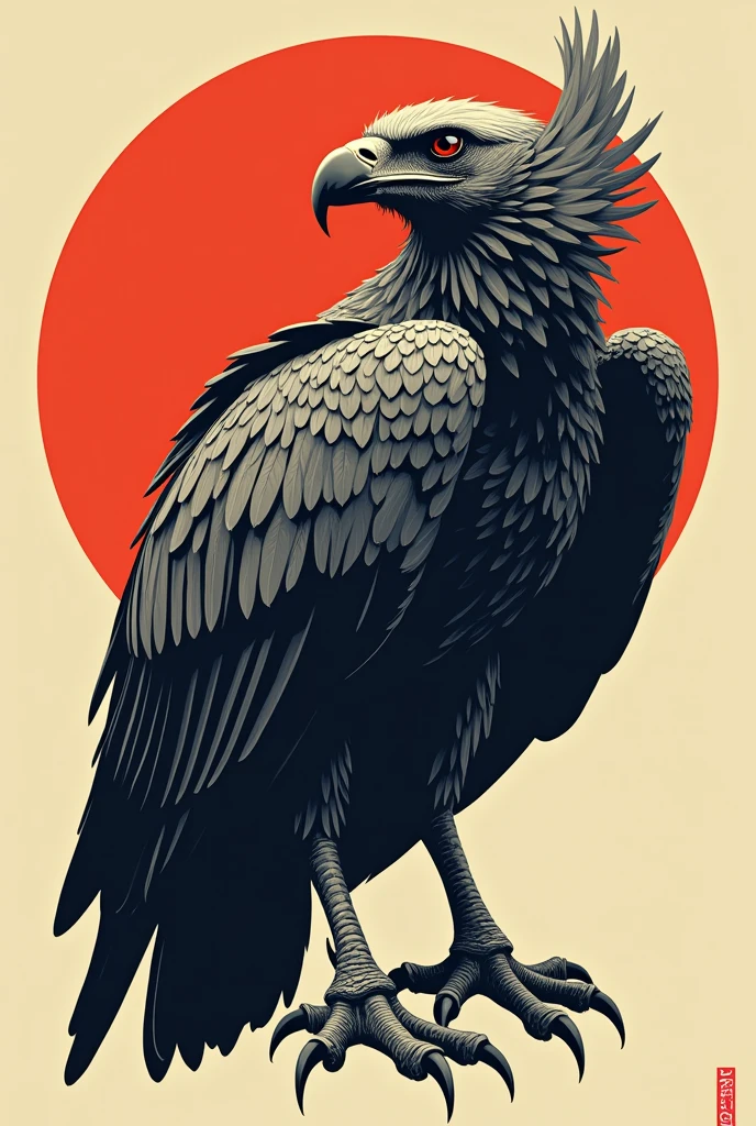 Generates a vulture in the style of Don Belisario's logo