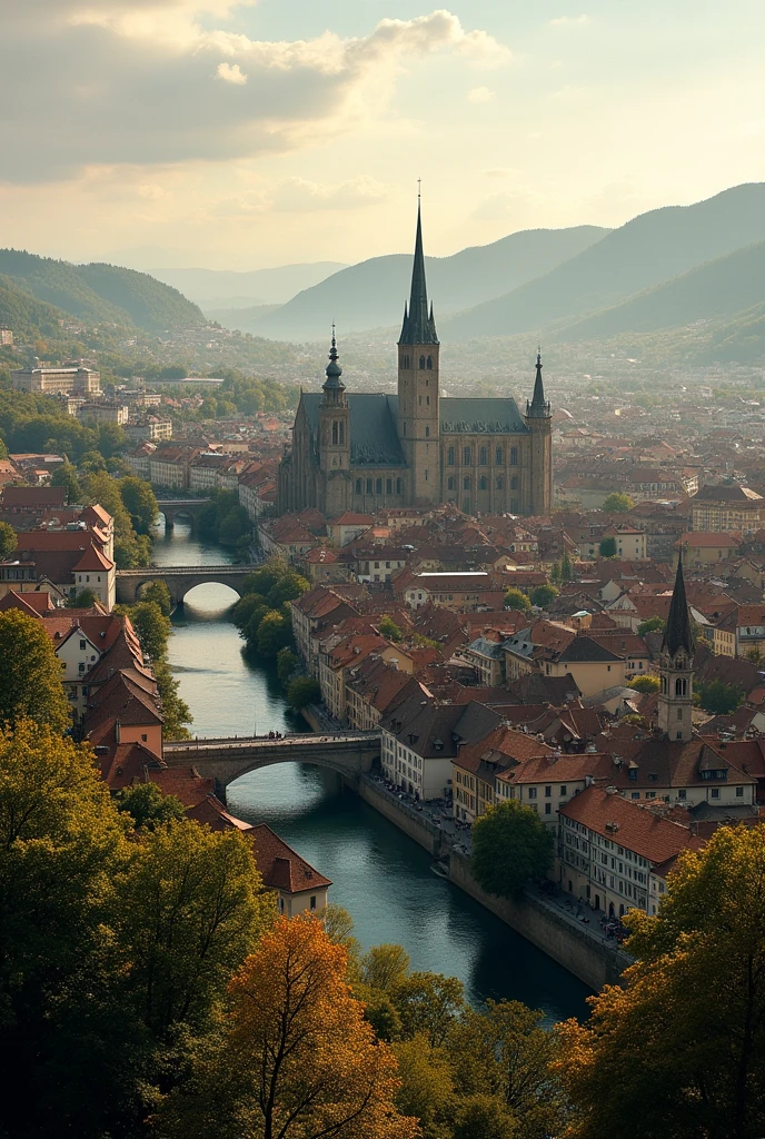 A landscape of the city of Bern image with 13,33 wide and 7,5 meters high
