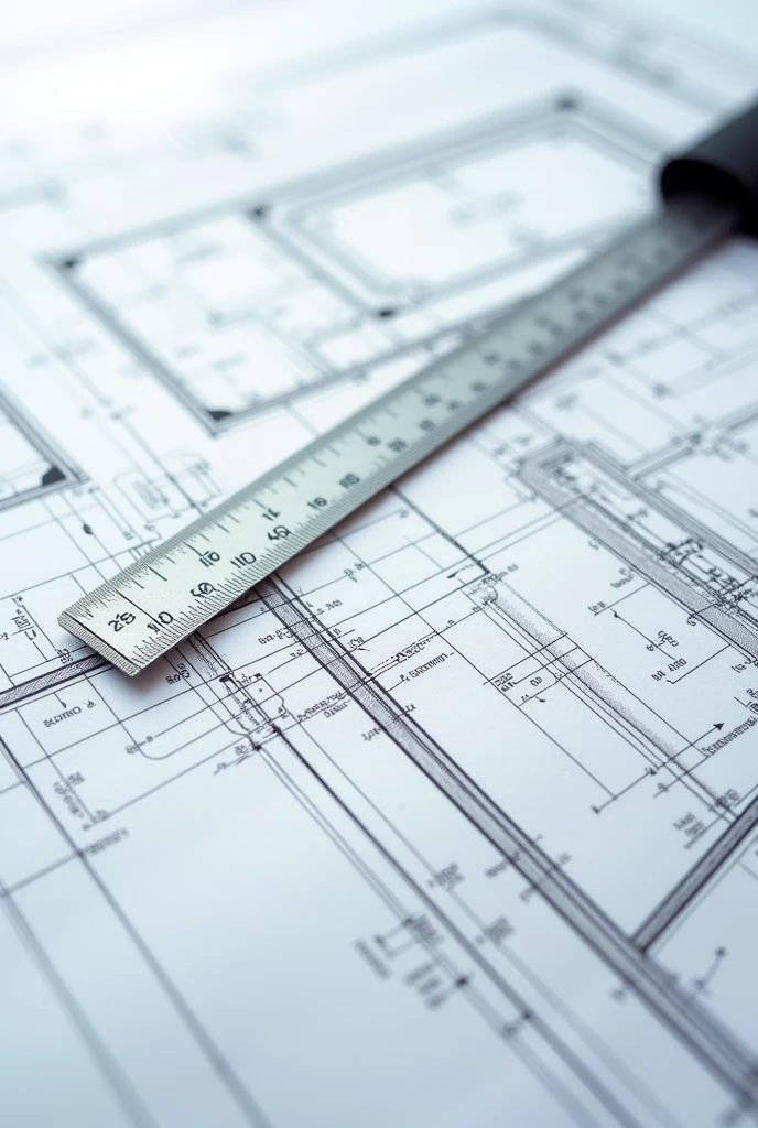 A scale on a physical drawing plan