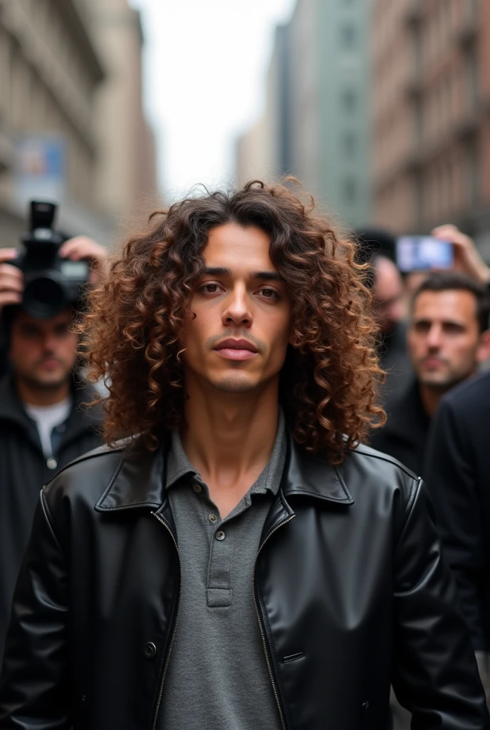  brown curly hair very famous with paparazzi on the street and fans 