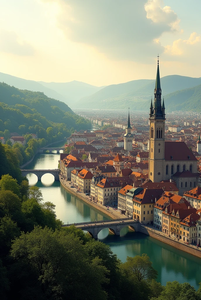 A landscape of the city of Bern image with 13,33 wide and 7,5 tall lying down