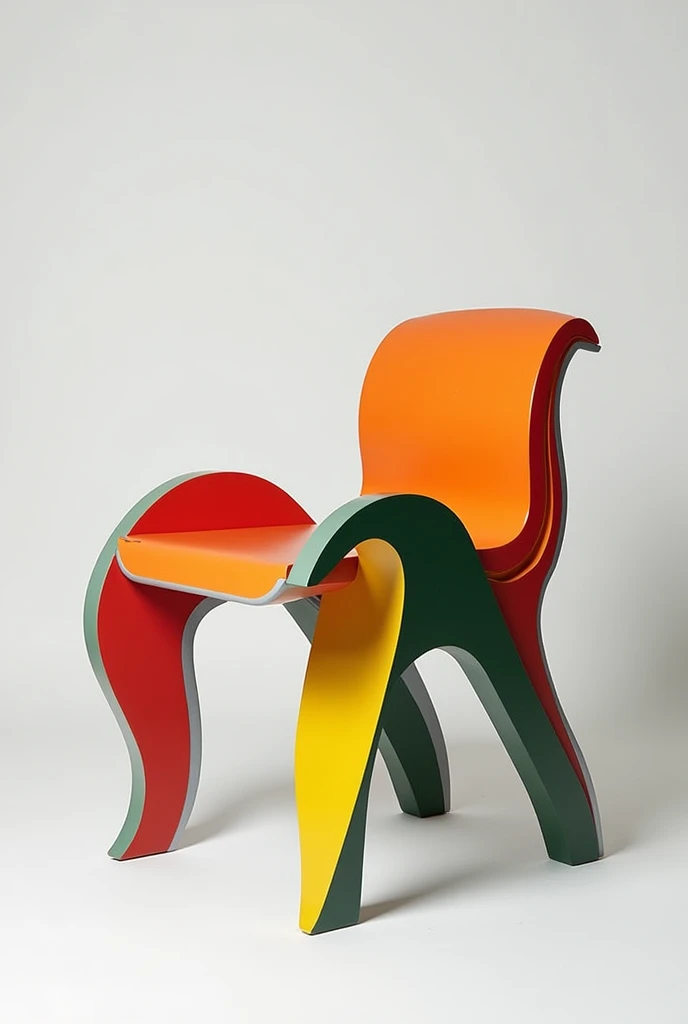 Generate a chair where Art Nouveau is involved, Art Deco and Pop Art with a minimalist aesthetic combined with sustainability 