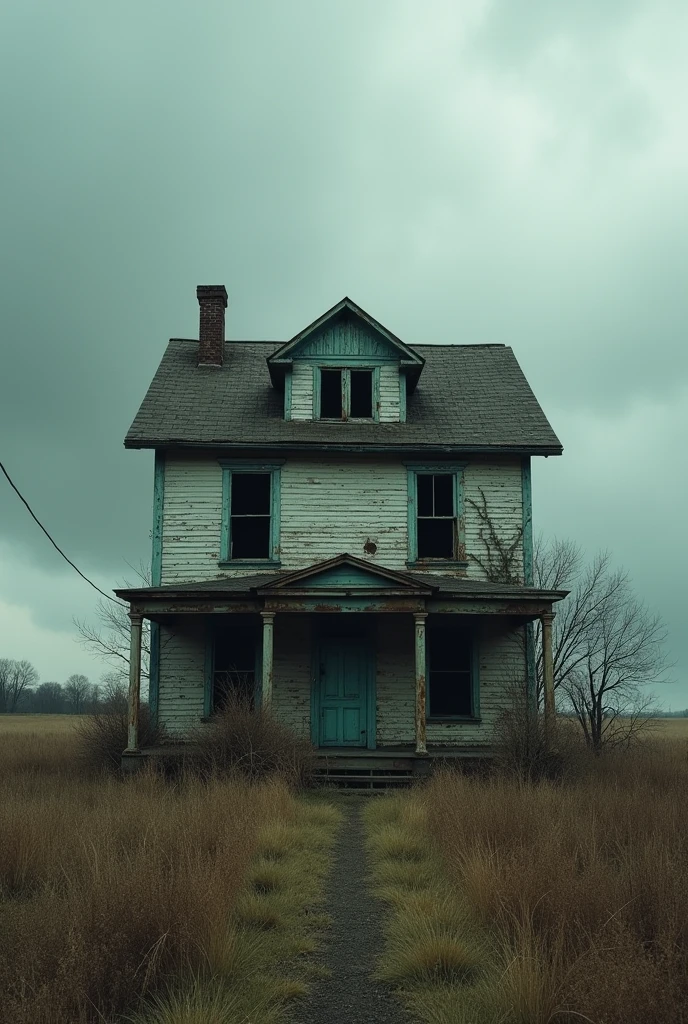 Abandoned house cloudy weather