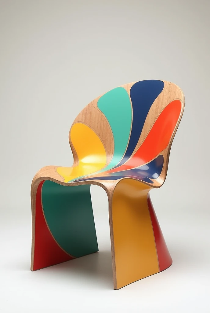 Generate a chair where Art Nouveau is involved, Art Deco and Pop Art with a minimalist aesthetic combined with sustainability 