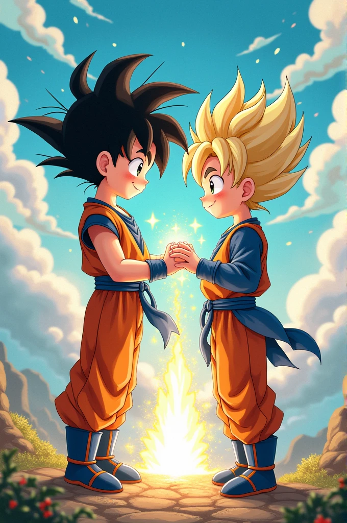 Listen to me and Huck doing the famous Goku fusion position from Dragon Ball,the two cute characters