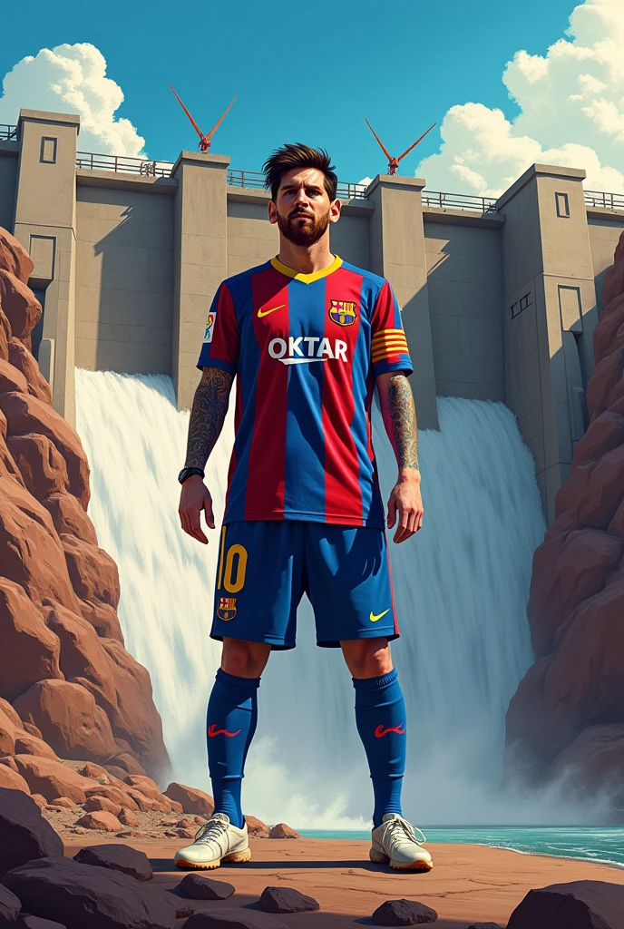 Lionel Messi with a dam sign "Barragan the best" 