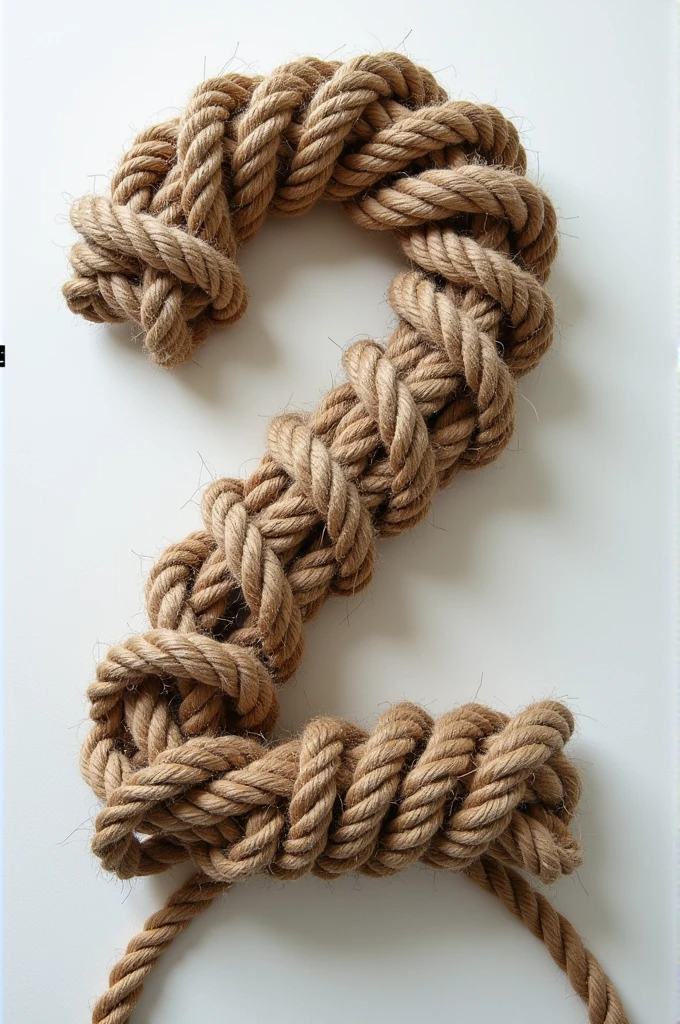 Create an image of the number 2 made of rope with several ties