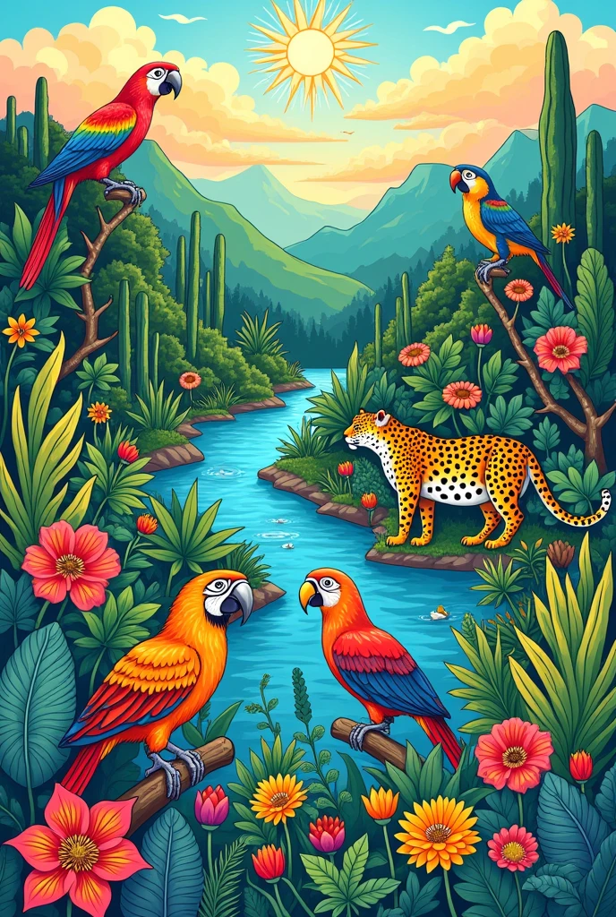 Give me a coloring page of the current ecosystems in Colombia