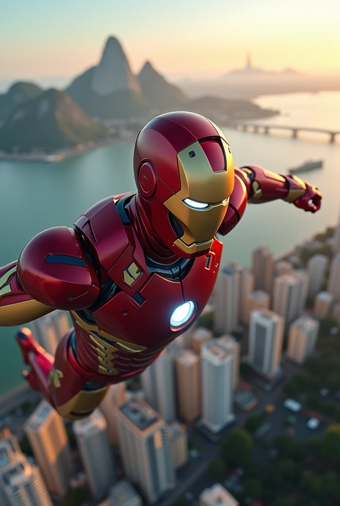 Iron Man flying over Rio de Janeiro 