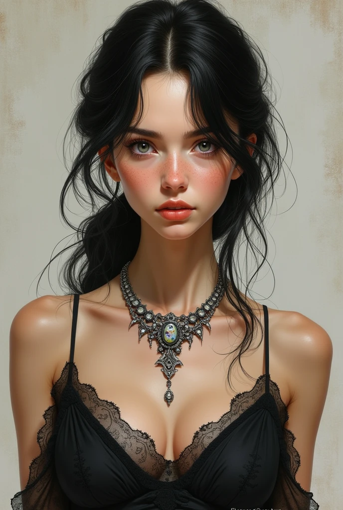 Pandora,(Best Quality, tmasterpiece:1,1), Best Improvisation, ((Стиль Olivier Bonhomme,)), sensitivity, Detailed Illustration, grotesque, Complicated details, chilling, (aesthetics), Hyper-realistic, insanely detailed,
