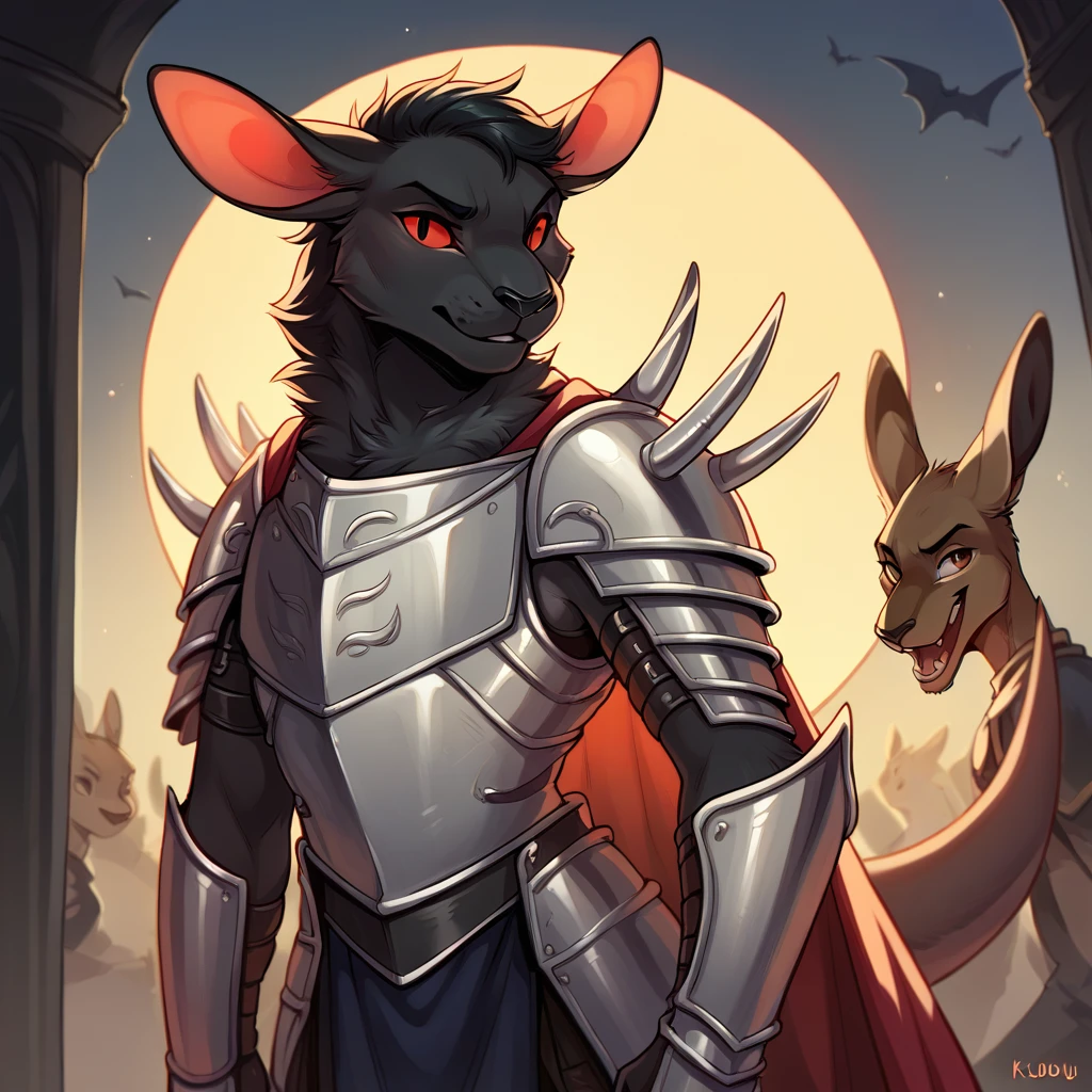 karukuji, score_9, score_8_up, score_7_up, score_6_up, Evil
Kangaroo with ebony black fur and kobi eyes in demonic armor
