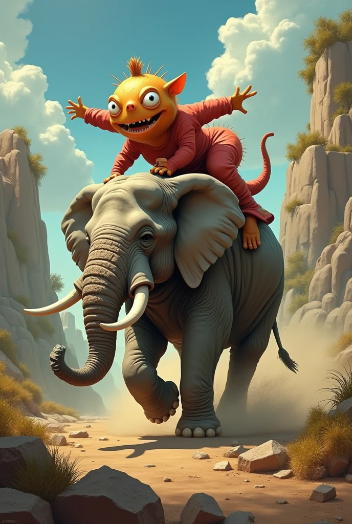 Make me a picture of a papulince riding an elephant scoring a goal against Jesus Christ the bald man