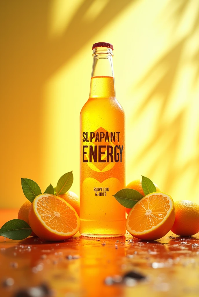 You can create an image of a citrus energy drink, the bottle is 750ml and the citrus flavors are lemon and orange juice
