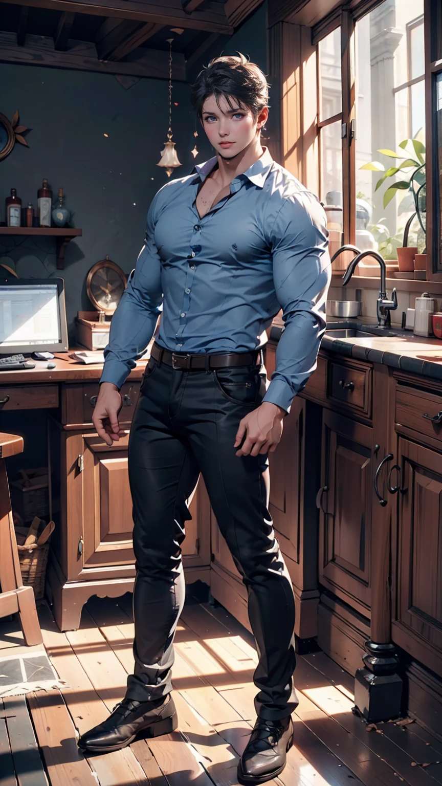 devil, alone, Blue Skin, Romanian people, Full Color, Full of details, portrait photo, Black Hair, blue eyes, Shadow, Light, land, 8k, High resolution, Anime Style, Complete reality, full body photo, hot , very hot, transformation