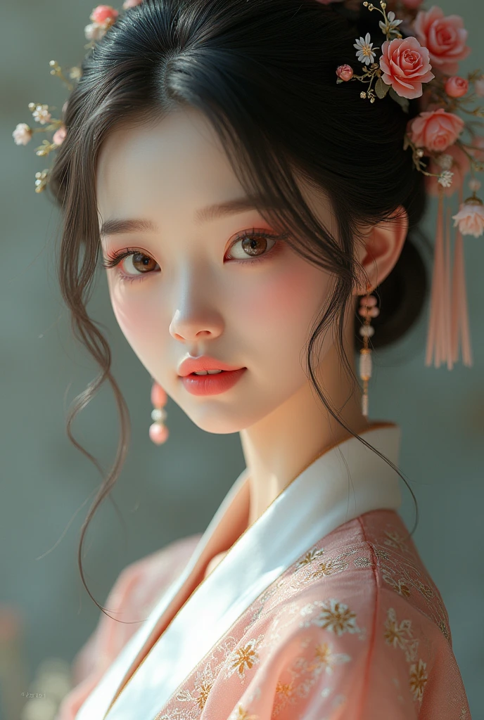 (RAW photos, best quality),(Practical, photo-Practical:1.3), masterpiece, Extremely delicate and beautiful, Extremely detailed, CG, Unite , 2k wallpapers, Astonishing, Fine details, A faint smile, Extremely detailed CG Unite 8k wallpaper, Huge file size, Extremely detailed, high resolution, absurd, Soft Light,, Flowing long hair , Beautiful and delicate girl, Delicate fingers, Extremely detailed eyes and face, Beautiful and delicate nose, Beautiful and delicate eyes, Long eyelashes, There is light on the face, Looking at the audience, Shut up, 1 Girl, Lovely, young, Mature face, whole body, Small Breasts, Practical face, Practical body, Beautiful and delicate thighs,,Ancient Chinese costumes