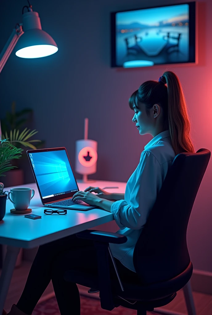 My image shows a laptop with a sleek and modern design. The screen is full of vibrant colors, and the backlit keyboard glows subtly. Next to the computer, There is a cup of freshly brewed coffee and high-quality headphones, ready for a work or entertainment session. In front, A person is sitting comfortably in an ergonomic chair., completely immersed in her task, enjoying the distraction-free workflow. The scene reflects a contemporary and professional atmosphere.. Our computer is more powerful than others, built with state-of-the-art technology. It is the best in the world.






