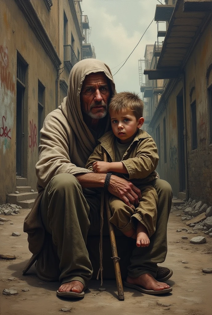 A Social-realism art, painting style,about poverty