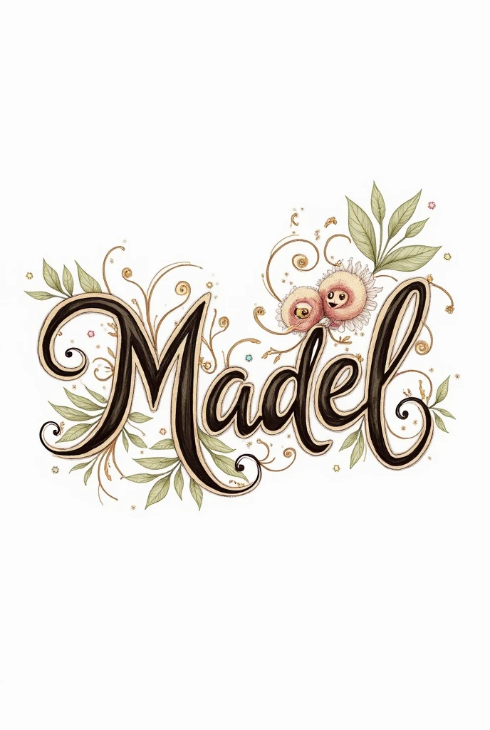 Madel name lettering design with drawing 