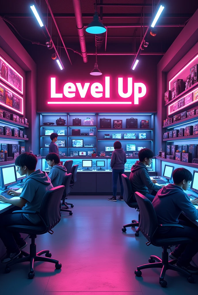 Gamer themed image with text below A *LEVEL UP STORE* specializes in selling accessories and games for all types of gamers. Our commitment is to offer quality products!