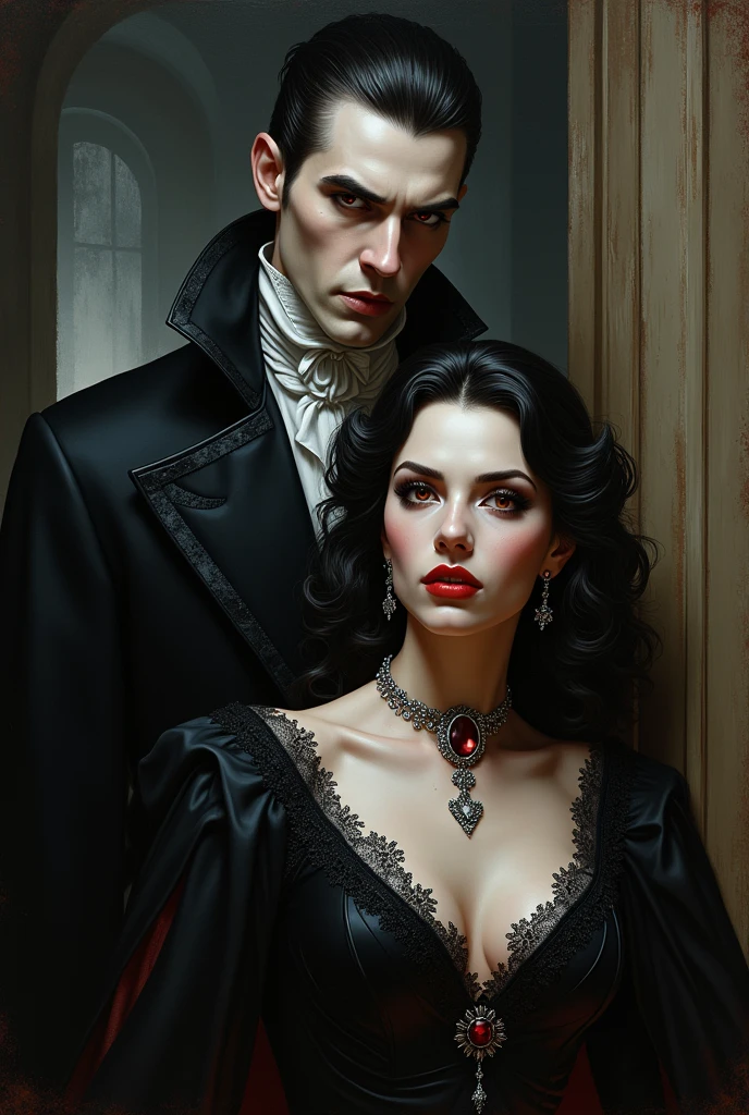 Vampire man and woman, Behind him