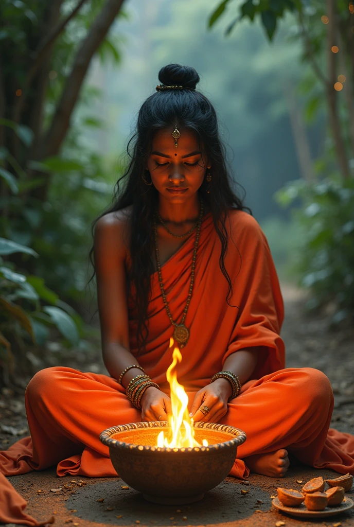Make a photo while doing hawan
