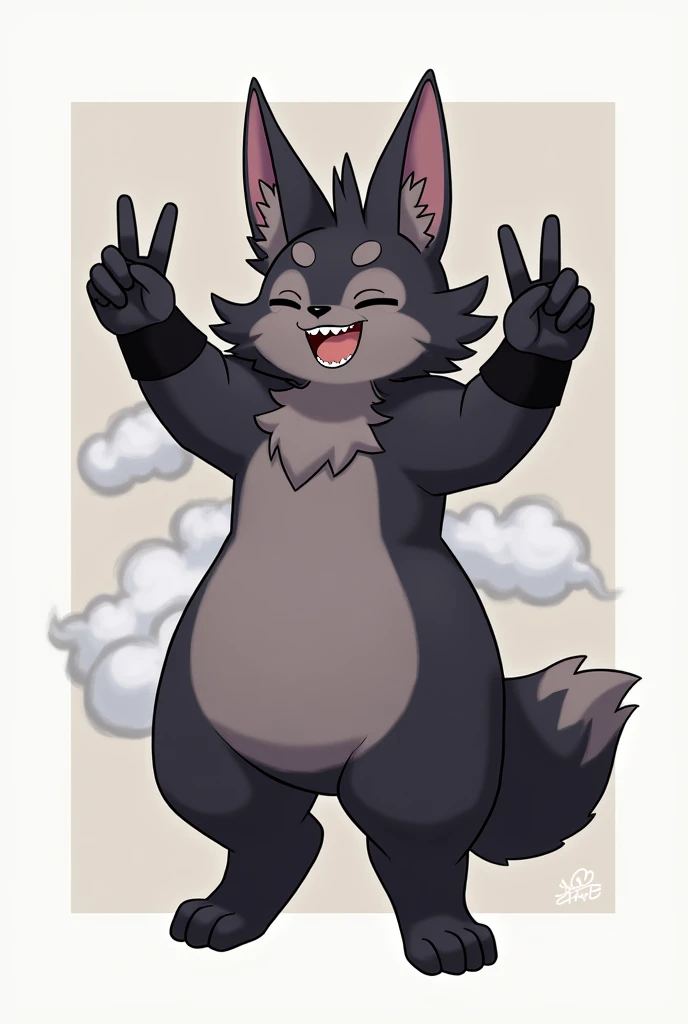 (score_9, score_8_en haut),fourrurery, fourrure, affronter, Ralsei(Rune Delta), renard, dark fourrure, Manches noires, Mignon, tête nue,debout, arms en haut with his hands doing the peace sign,yeux fermés, heureux, smug affronter, se pencher, Hanches larges, cuisses énormes, gros cul, vue arrière, pose de jack-o, {{{Kamé (Kamépan44231), pas d'humains, chibi, jitôme, fumée (poupée)}}}, portrait. 1fourrurery, seulement