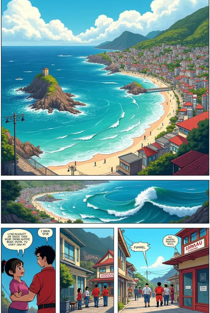 Create an image for the comic strip about tsunami prevention