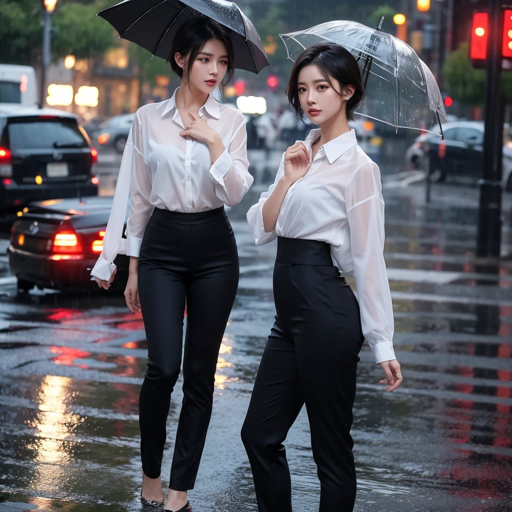 exy pose、Hair getting wet in the rain、Mr.々Hair style、Short Hair、Transparent shirt、Beautiful woman getting wet in the rain、typhoon、Get wet without an umbrella、Beautiful woman in the rain、雨で濡れたBeautyOL、Detailed face、Realistic、beautiful girl、Beauty、Office Lady Uniform、beauty、Beautiful woman、Narrow waist、Handsome woman、Tight pants look、Colorful suit、Sexy pose、Tight suit pants、Suit wet in the rain、Wet shirt、See-through shirt、