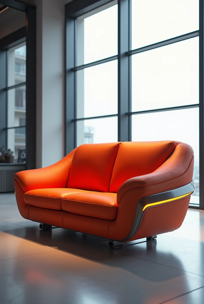 A modern two-person sofa , futurist whose motto is the encounter ,in modules
