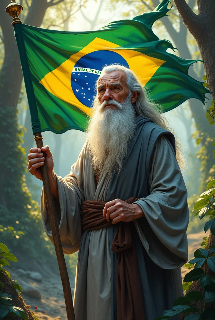 Gandalf holding the Brazilian flag