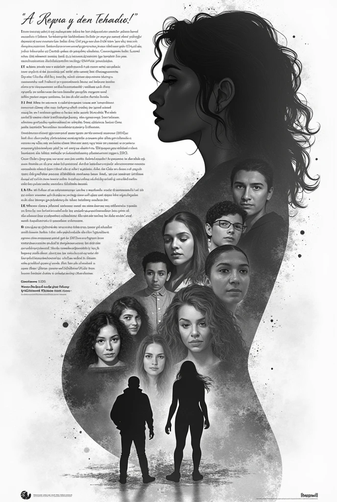Create a story about preventing teenage pregnancy, and that has no color, It should be A4 size, with small images and text in Spanish.