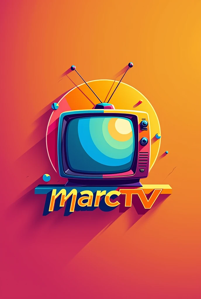 Create a subscriber IPTV logo "MarcTV" and use bright colors and put a TV on.