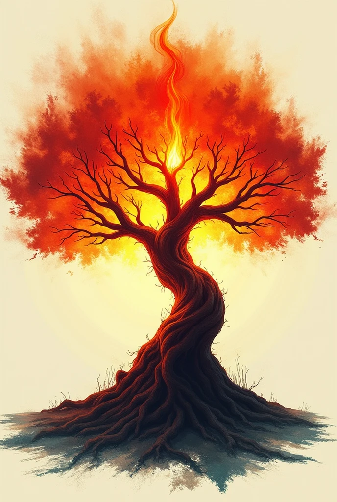 Create for me a burning bush like the one in the Bible to be used on an oversized shirt. A little less realistic, one that can be used on a shirt print. 

