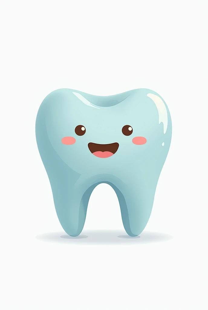 Create a logo with the minimalist silhouette of a smiling tooth, and 2d , in shades of sky blue and metallic gold, White background