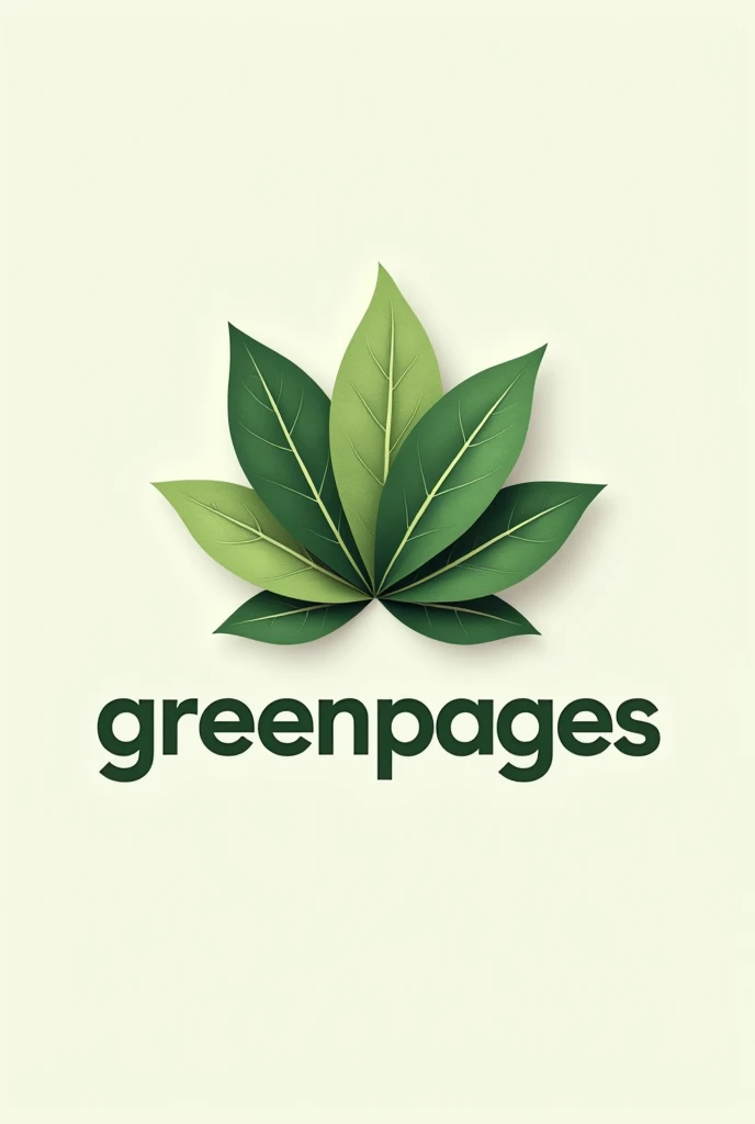 Logo of an eco-friendly company made of paper leaves with a slogan called GreenPages