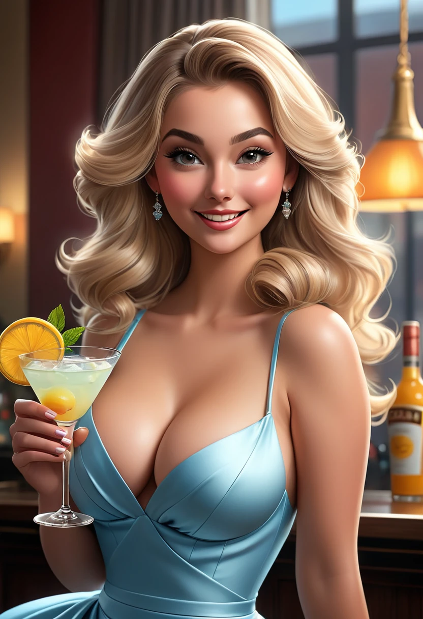 Natalie Winters Hyper-realistic thirst trap photo. cocktail dress. svelte, curvaceous-figure. he Official Art – An Award-Winning Digital Masterpiece In 4K Ultra HD, Extreme Detail And Intricate Realism. This Concept Art Brought To Life By The Hands Of Artists Like Wlop & Artgerm In A Stunning 2D Vector Illustration. . LArge, perky, voluptuous, cleavage full, well shaped pleasing breasts. happy, smiling cheerful face.
