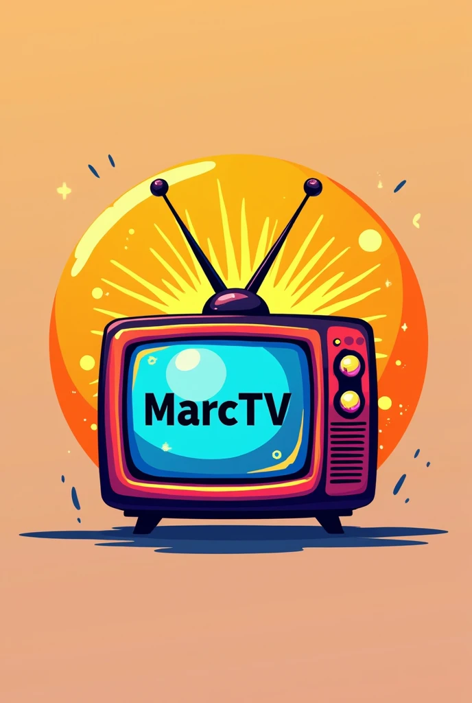 Create a subscriber IPTV logo "MarcTV" and use bright colors and put a TV on.