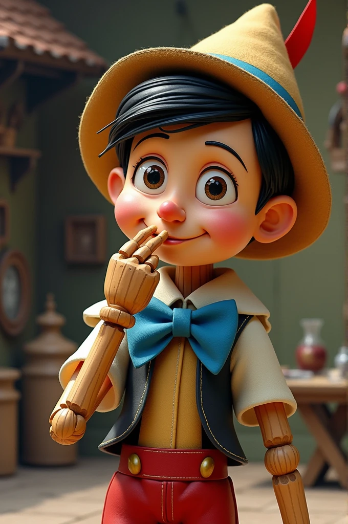 Pinocchio picking his own nose