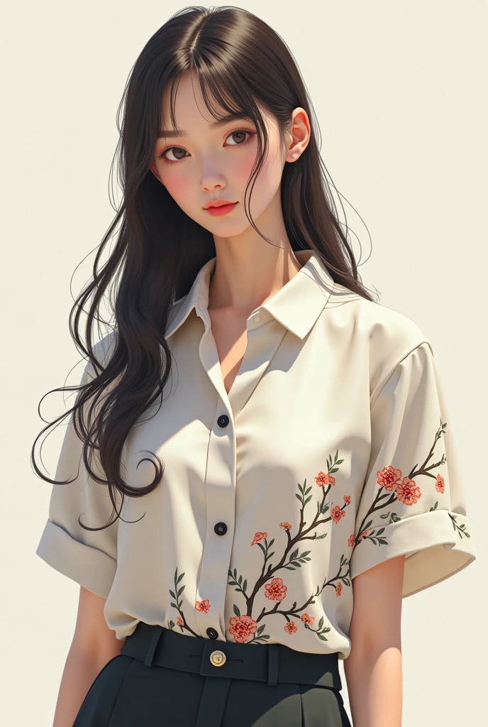 Create an image of a blouse with the nekutai writing pattern
