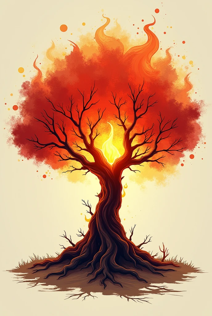 Create for me a burning bush like the one in the Bible to be used on an oversized shirt. A little less realistic, one that can be used on a shirt print.