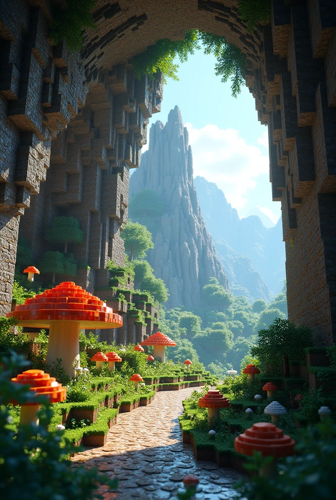 Minecraft decorated exposed cave