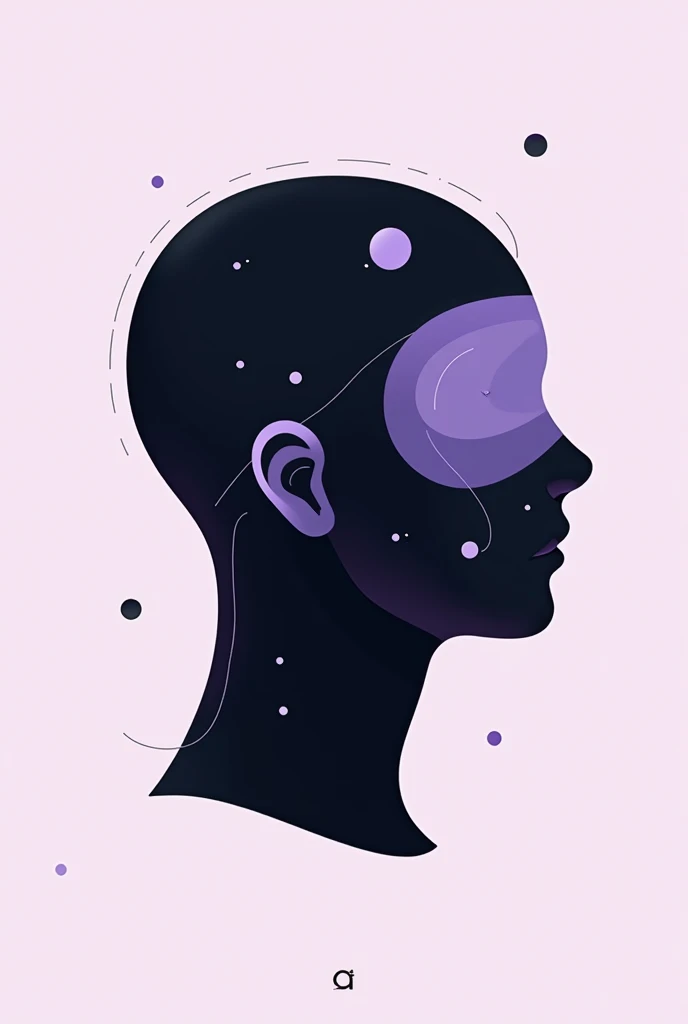 Create an illustration of my mindset module in 2D. With black and lilac color only the head 