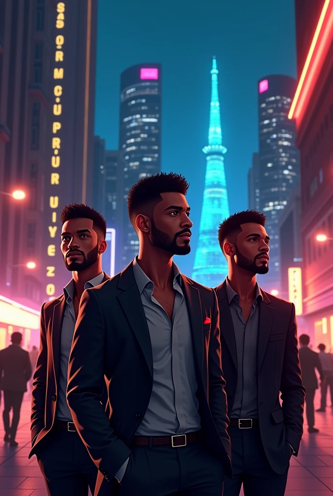 Three rich young black men, in the nights of Sao Paulo