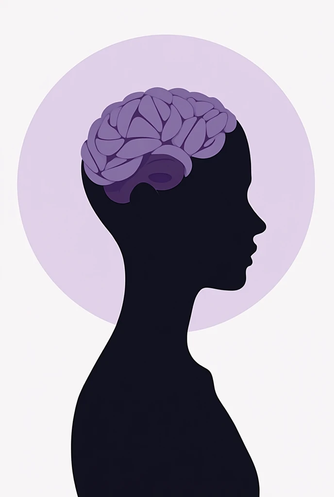 Create an illustration of my mindset module in 2D. With black and lilac color only the head 