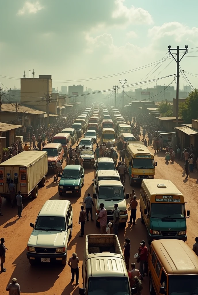Long queues in filling stations in Nigeria