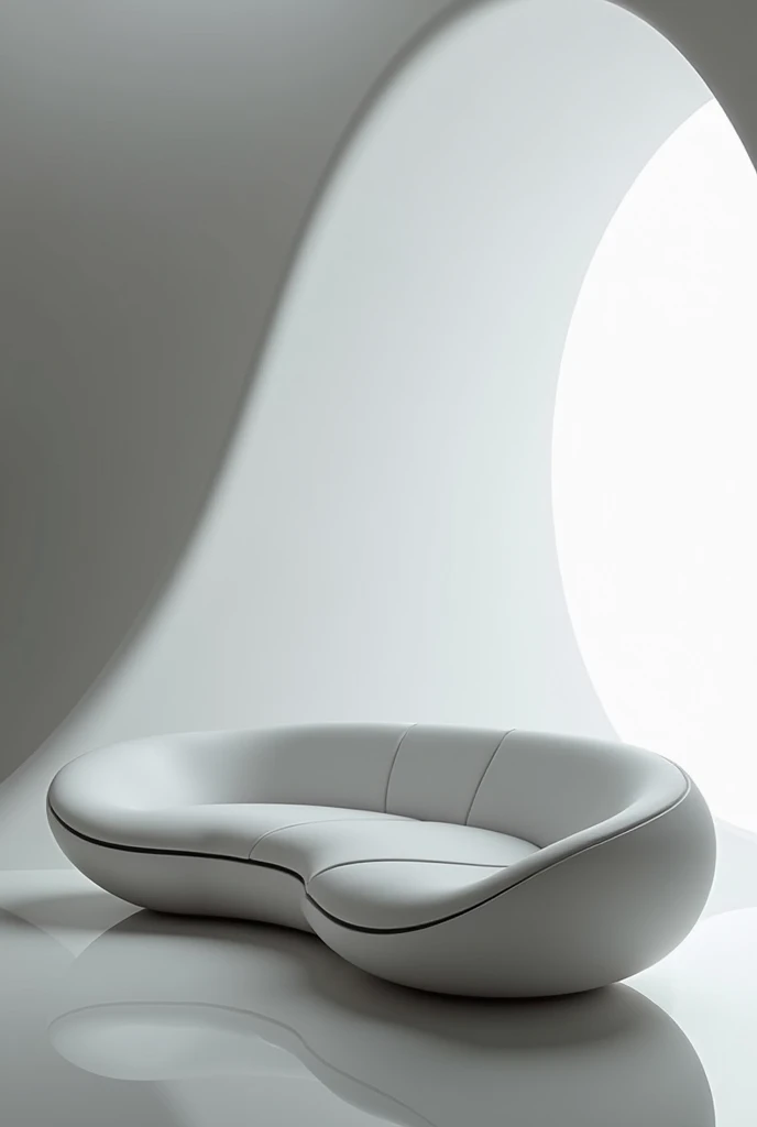 A modern two-person sofa , futurist whose motto is the encounter ,in modules ,organic forms