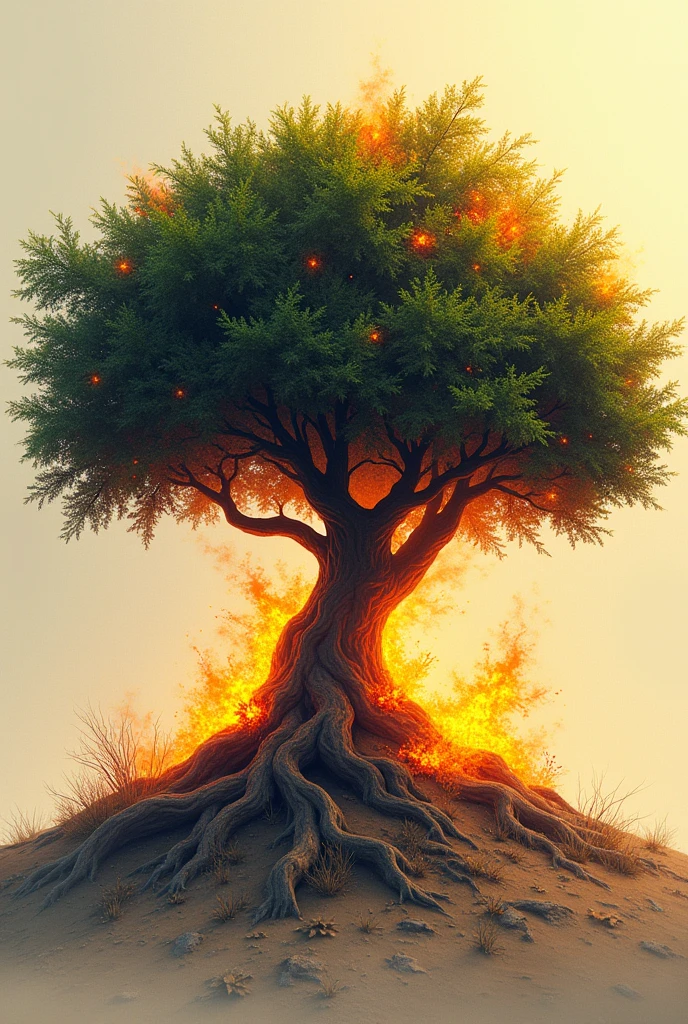 Create for me a burning bush like the one in the Bible to be used on an oversized shirt. A little less realistic, one that can be used on a shirt print. It can be improved. It can be improved even more, even if it is the same as the one in the Bible.